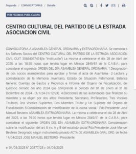 Convocatoria a la Asamblea General Ordinaria y Extraordinaria
